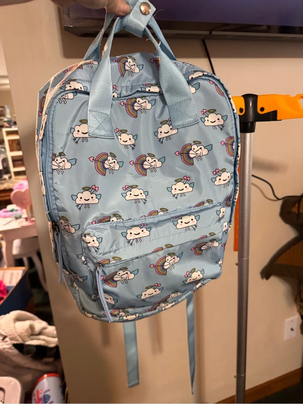 Kids Light Blue Unicorn & Cloud Backpack - Cute Cloud Print